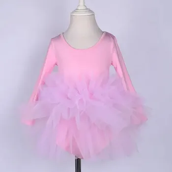 Dívčí šaty Dívčí baletní šaty s dlouhým rukávem - Růžová,53 x 56 cm