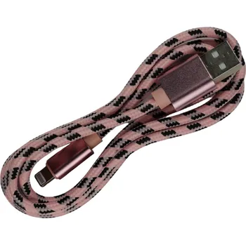 Datový kabel Pletený kabel USB na lightning 1m Barva: Růžovo-černý