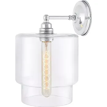 Nástěnné svítidlo Kaspa 20464109 LONGIS - Nástěnná lampička v lehkém retro stylu v chromové barvě, čiré sklo, 1 x E27, Ø 17cm (Nástěnná lampa bez vypínače)