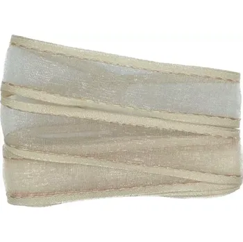 Stuha Stuha organzová CHAMPAGNER natur 25mm x 2m (7,50Kč/m) (Stuha skládaná, saténové okraje , střed organza, průsvitná, s drátkem v lemu)