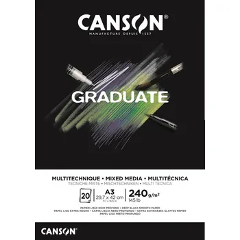 Blok CANSON Graduate Mixed Media A3, 20 listů Black 240g