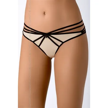 Dámské erotické kalhotky Tanga Mistral V-7008 béžovo-černá - Axami XL