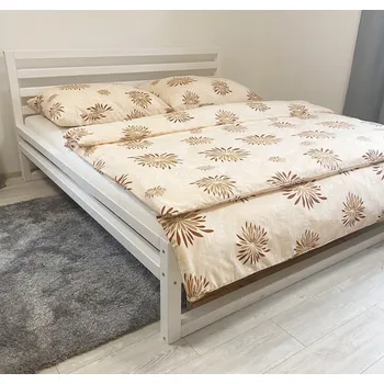 Povlečení Povlečení bavlna bílé/hnědé květy Harmonia rozměr povlečení cm: 220x200,2 ks 70x90