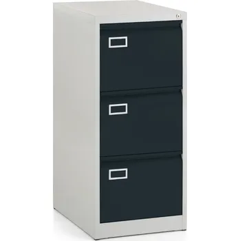 Kartotéka Kovová kartotéka A4 - 3 zásuvky, 45,5 x 62 x 101,5 cm, cylindrický zámek, antracitová - ral 7016