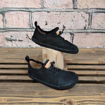 Dívčí polobotky Barefoot Pegres BF53 - teniska černá s černou podrážkou (misková podrážka), Pegres Velikost: 33