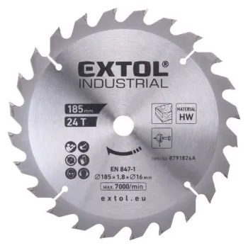 Pilový kotouč Extol Industrial TLUSTŠÍ kotouč pilový s SK plátky, 185x2,1x16mm, 24T 8791826A-R