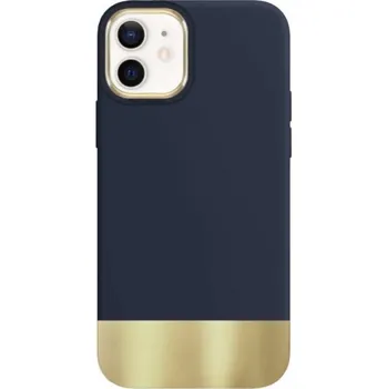 Pouzdro na mobilní telefon Ochranný kryt s pokovenou spodní částí pro iPhone 12 / 12 Pro - modrý