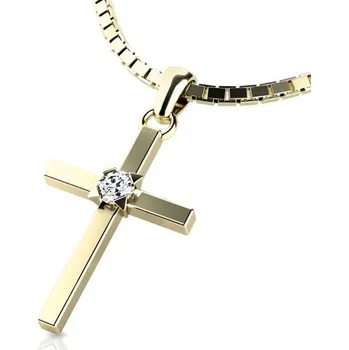 Přívěsek Dámský přívěsek žluté zlato 585/1000 kříž 10872-ZL-ZIR bez řetízku