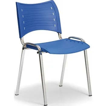 Jednací židle Plastová židle SMART - chromované nohy, modrá