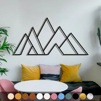 Obraz WoodenPuzzle.cz Dřevěný obraz - Geometrické hory Barva: Zlatá, Velikost: M