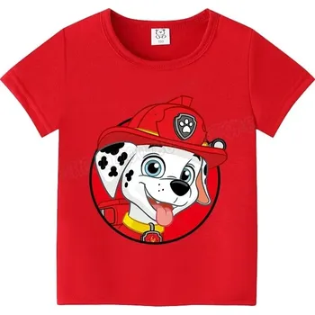 Dívčí tričko Dětské jednobarevné tričko Tlapková Patrola (potisk hrdinů) Varianta: Marshall, Velikost: 160