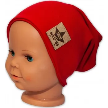 Módní doplněk Dětská bavlněná čepice - dvouvrstvá, červená, Velikost koj. oblečení 80-98 (9-36m)