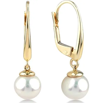 Náušnice Lillian Vassago Klasické visací zlaté náušnice s říční perlou LLV22-GER061