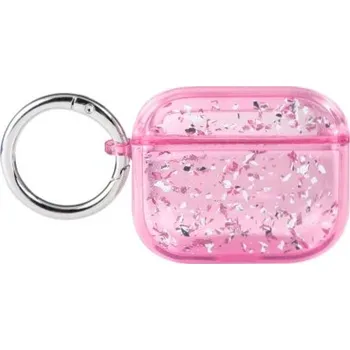 Pouzdro na mobilní telefon Transparentní obal se třpytkami pro AirPods Pro 2 - růžový