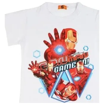 Dívčí tričko Marvel a DC Dětská bavlněná trika s hrdiny Marvel Barva: bílé, Iron man, Velikost: 150/11-12 let