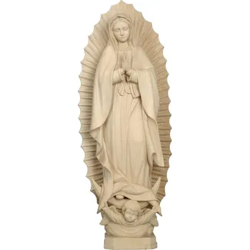 Vánoční dekorace Ornatis Dřevěná vyřezávaná Madona Gaudalupská Provedení: Přírodní bez malování, Výška sochy včetně podstavce: 10 cm