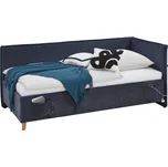 Modrá čalouněná postel Meise Möbel Fun II. 140 x 200 cm s úložným prostorem