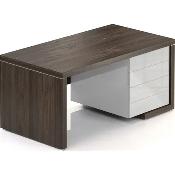 Jídelní stůl Stůl Lineart 160 x 85 cm + pravý kontejner, jilm tmavý / bílá