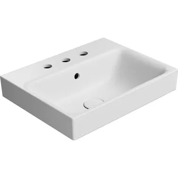Umyvadlo NUBES keramické umyvadlo 50x40cm, 3 otvory, bílá mat