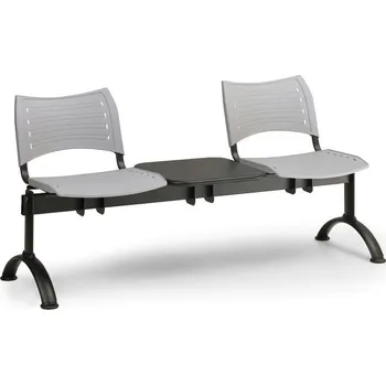 Plastová lavice VISIO, 2-sedák + stolek - černé nohy, černá