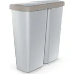 Odpadkový koš DUO šedý, 50 l, hnědá / šedá