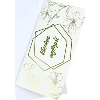 Obálka Obálka na peníze, 10 x 19,5 cm, bílozlaté květy