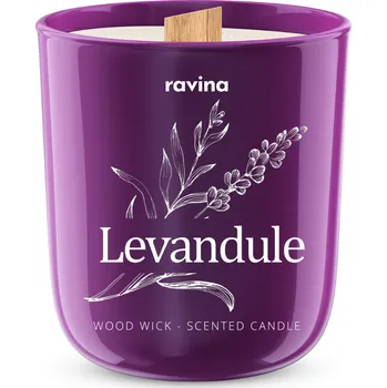 Svíčka Vonná svíčka Levandule ve skle s dřevěným knotem – Ravina