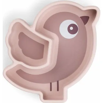 dětská jídelní sada DONE BY DEER silikonový talíř stick and stay Birdie růžová