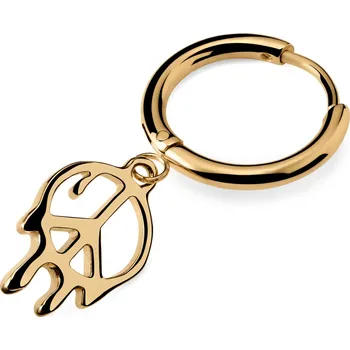 Náušnice Fahrenheit | Kruhová náušnice tavená ocel Peace zlaté barvy - Otsu