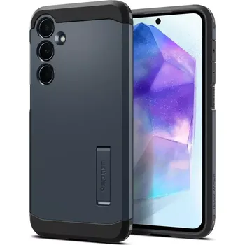 Pouzdro na mobilní telefon Odolné silikonové pouzdro SPIGEN Tough Armor na mobil Samsung Galaxy A55 5G - šedé se stojánkem (Silikonový kryt či obal SPIGEN Tough Armor na mobilní telefon Samsung Galaxy A55 5G šedé)