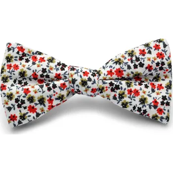 Motýlek Bíly bavlněný motýlek s květinami - Tailor Toki