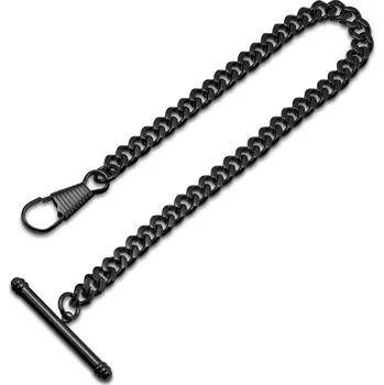 Hodinky Nerezový řetízek na kapesní hodinky s tyčinkou ve tvaru T černé barvy - Seizmont