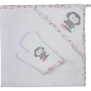 Dětská osuška s žínkou Koala Jungle bílo-růžová
