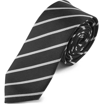 Kravata Bílo-černá pruhovaná kravata - Tailor Toki