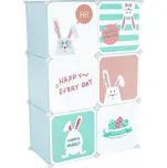 Dětská modulární skříňka, modrá/dětský vzor, EDRIN