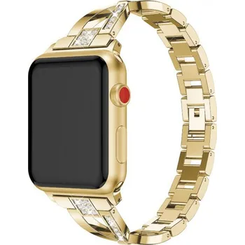 Řemínek na hodinky Kovový řemínek posázený kamínky pro Apple Watch 42mm / 41mm / 40mm / 38mm - zlatý