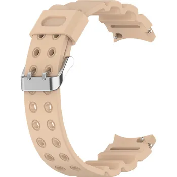 Příslušenství k chytrým hodinkám eses Silikonový dvojřadý dírkovaný řemínek pro Samsung Galaxy Watch 4, 5, 6, 7 - Béžový, 20 mm