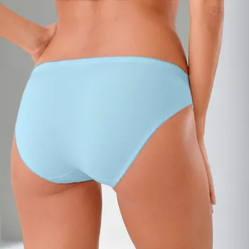 Kalhotky Sada 3 kalhotek midi z pružné bavlny s krajkou nebes. modrá+korálová+levand. 42/44