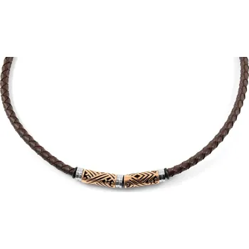 Šperk Kožený náhrdelník v růžově zlaté barvě - Lucleon