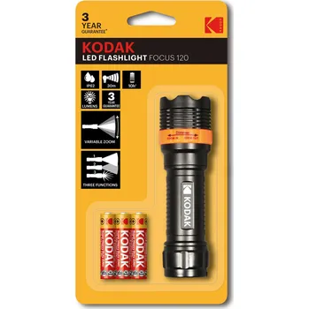 Svítilna Kodak svítilna LED Focus 120 Flashlight, 30 Lumen + 3x AAA Extra Heavy Duty