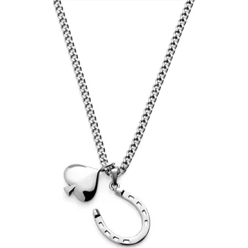 Náhrdelník Ace | Náhrdelník s dvojitým přívěskem podkovy a listů ve stříbrné barvě - Seizmont