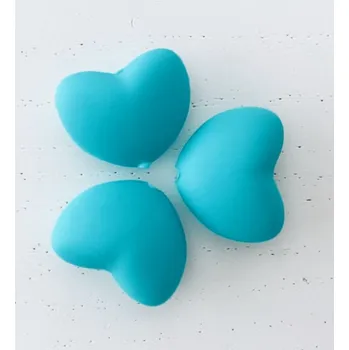 Silikonový korálek srdce 20mm tyrkysový