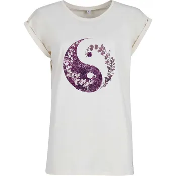 Pánské tričko TUKAN AGENCY Dámské tričko Jin jang květy Barva: Písková, Velikost: 5XL