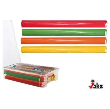 Bonbon Pendrek MAXI plněný JAKE TUBO 50 g - MIX 4 BAREV (balení 30 ks) (tlusté plněné pendreky / sweet filled sticks / jahoda, jablko, citrón a broskev)
