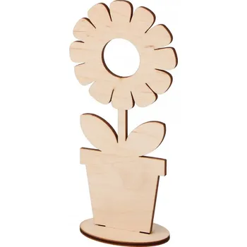 Zahradní dekorace Dřevia Dřevěná květina s podstavcem 15 cm