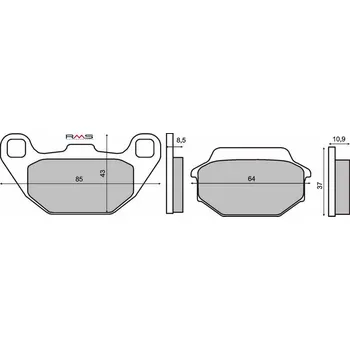 Brzdová destička Brzdové destičky RMS 225102710 organické KYMCO Super 8 125 2008-2016
