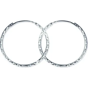 Náušnice GEMMAX Zlaté náušnice Kruhy Ø 30 mm, diamantový brus, bílé zlato – zlatý šperk ryzosti 585/1000 v Dárkovém balení s Certifikátem GLEWN-30-63501