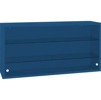 Závěsná kovová skříňka, skleněná, posuvná dvířka, š x v x h: 1000 x 500 x 250 mm, barva modrá RAL5010