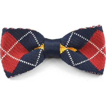 Motýlek Pletený modro-červený károvaný motýlek - Tailor Toki