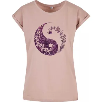 TUKAN AGENCY Dámské tričko Jin jang květy Barva: Růžová jemná, Velikost: L
